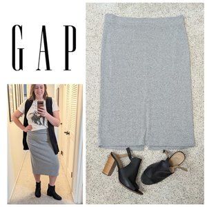 GAP Grey Ribbed Knit Midi Skirt Women's Size XL